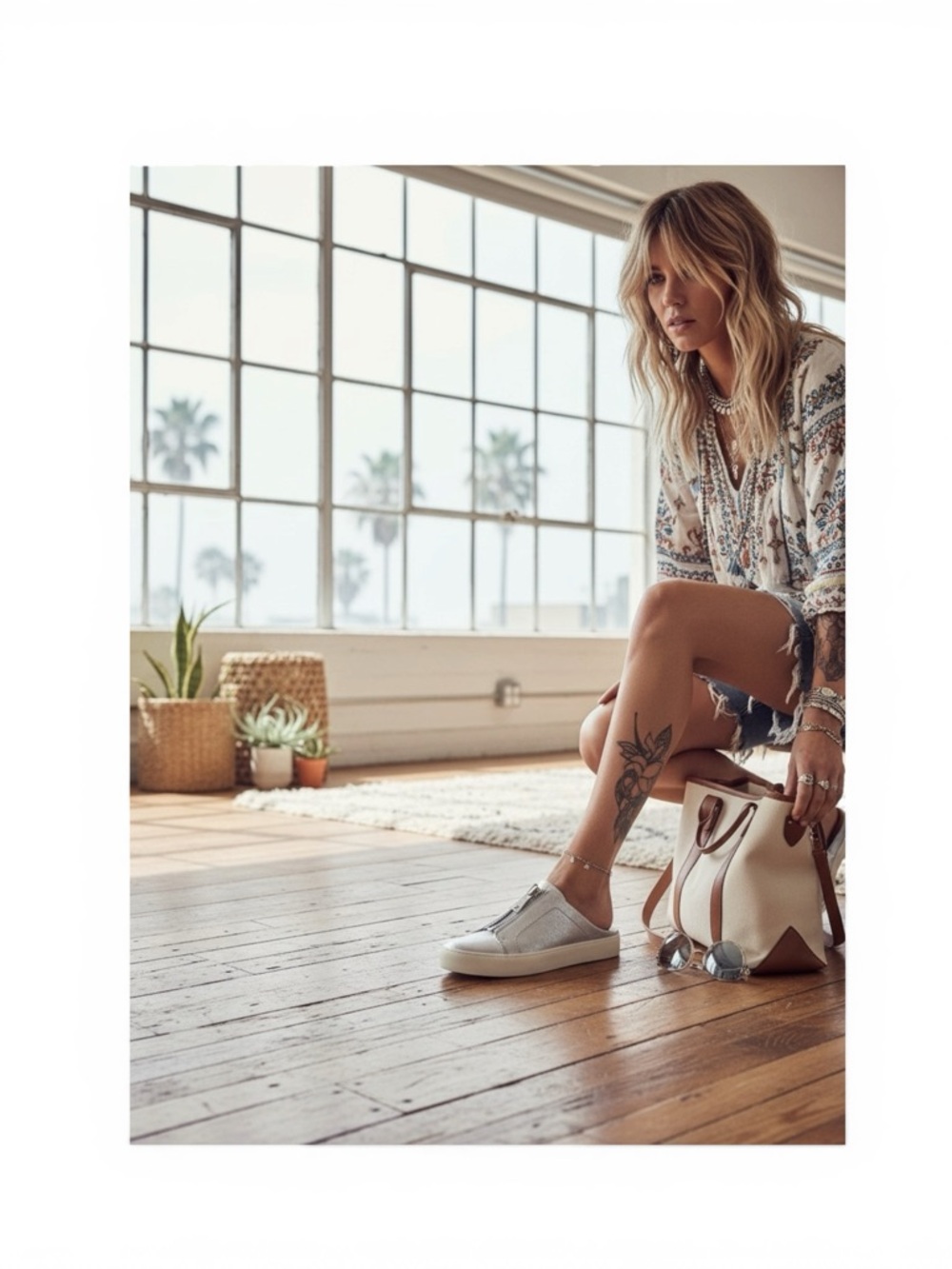 Frye ༄ Lena Logo Zipper Mule Leather Backless Sneakers ༄ Metallic Silver ༄ 9M